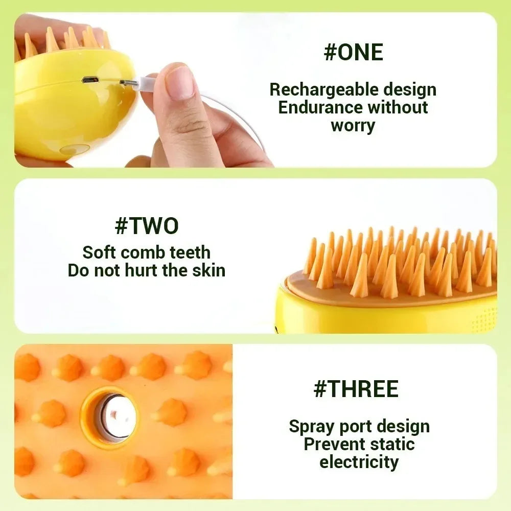 Steam Brush ,3 in 1 Electric Sprays Massage Combs