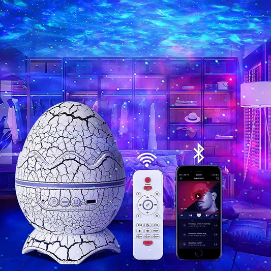 Dinosaur Egg Galaxy Projector - Space Buddy Star Projector Night Light for Kids Adults Bedroom Astronaut Projector with Bluetoot