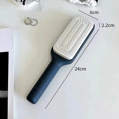 Self-Cleaning Hairbrush – One-Key Cleanup, Anti-Static, and Scalp Massage in One!