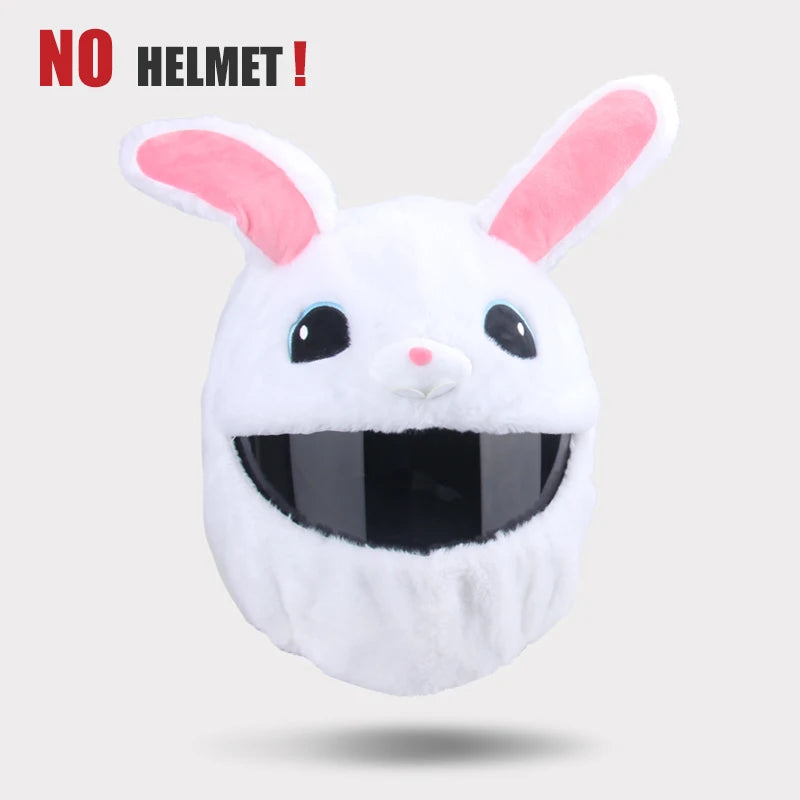 Helmet Protection Headgear Cover Cartoon Fluffy Plush Set for Motorcycle Full-Face Protective Case Motorbike Safety Trendy