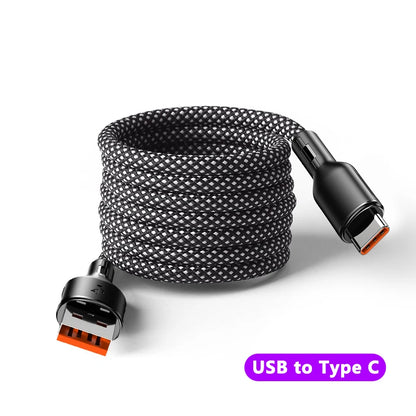 Magnetic USB Cable 100W 6A  – Type-C Fast Charge & Data Cable for Samsung, Xiaomi