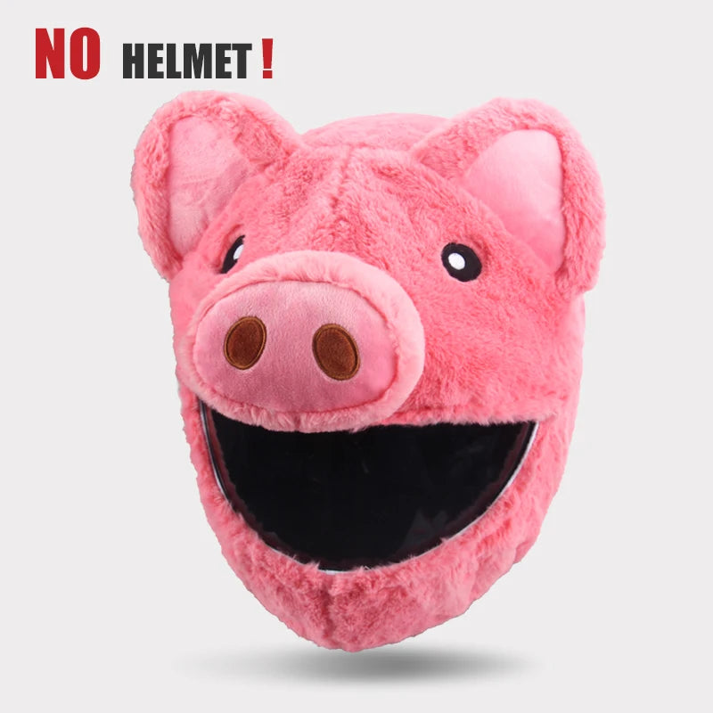 Helmet Protection Headgear Cover Cartoon Fluffy Plush Set for Motorcycle Full-Face Protective Case Motorbike Safety Trendy