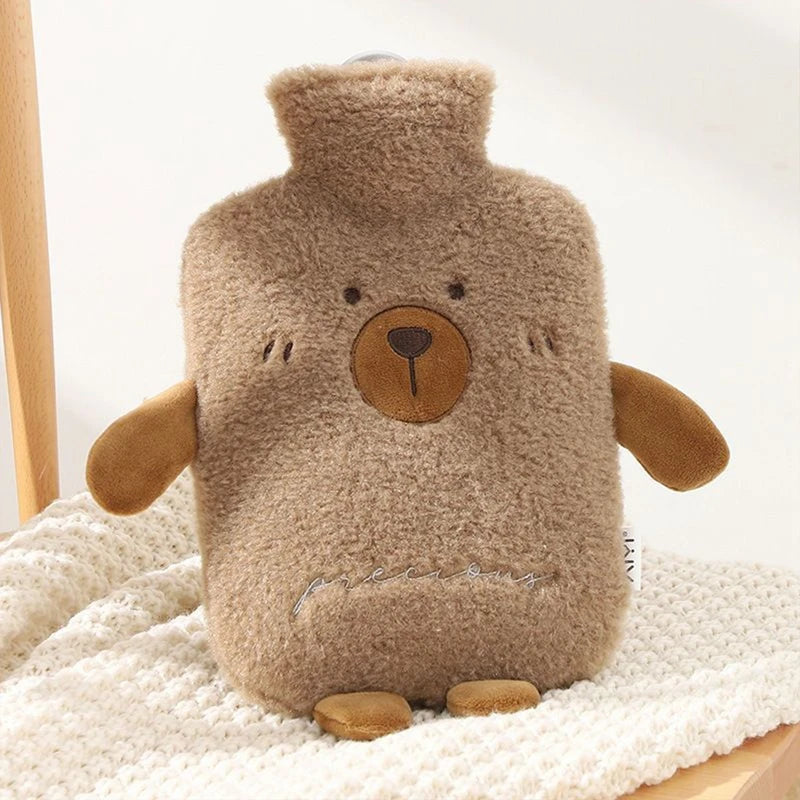 Hot Water Bottle – Plush Cold-Proof Cover, Removable & Reusable