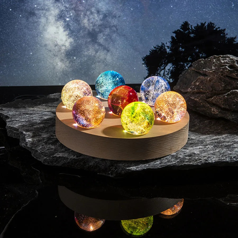 7 Galaxy Crystal Sphere 3D