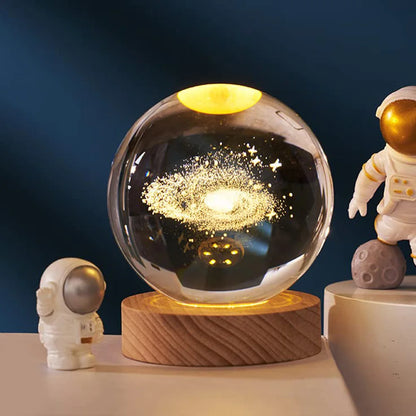 Crystal Ball Lamp 3D – Galaxy & Planet Night Light