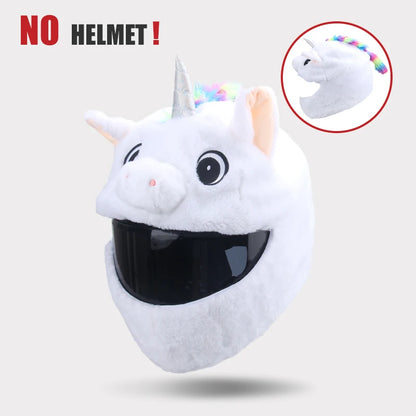 Helmet Protection Headgear Cover Cartoon Fluffy Plush Set for Motorcycle Full-Face Protective Case Motorbike Safety Trendy