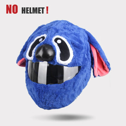 Helmet Protection Headgear Cover Cartoon Fluffy Plush Set for Motorcycle Full-Face Protective Case Motorbike Safety Trendy