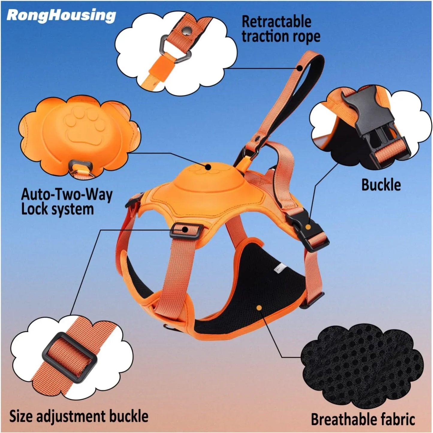 Dog Harness & Retractable Leash All-in-One  – Anti-Burst, Anti-Twist, Adjustable & Breathable