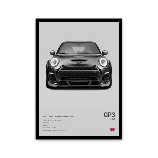 Famous Cars Canvas Art – R8, RS3, M3, M5, G63, F40, STO Posters for Home Decor (Unframed)