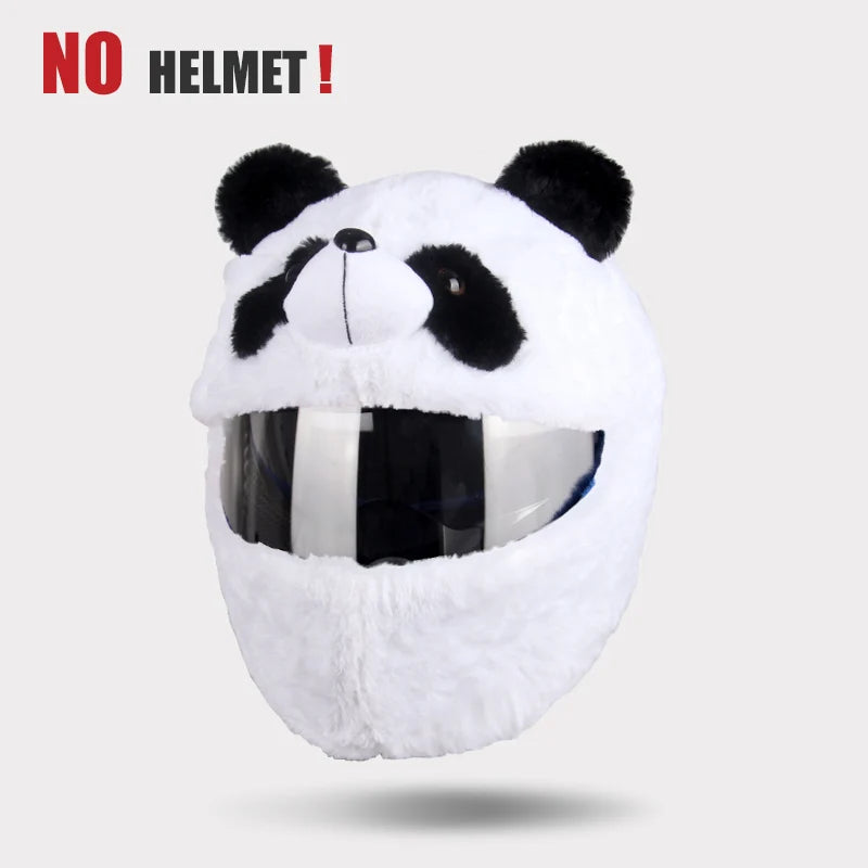 Helmet Protection Headgear Cover Cartoon Fluffy Plush Set for Motorcycle Full-Face Protective Case Motorbike Safety Trendy