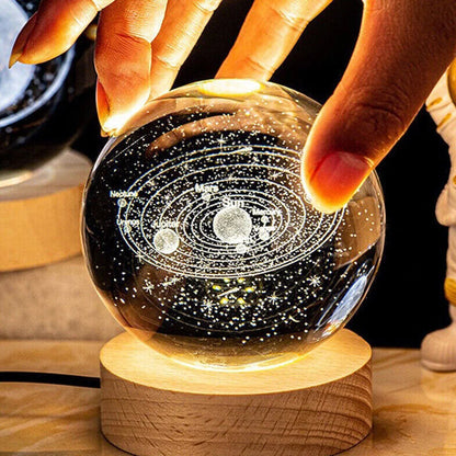 Crystal Ball Lamp 3D – Galaxy & Planet Night Light