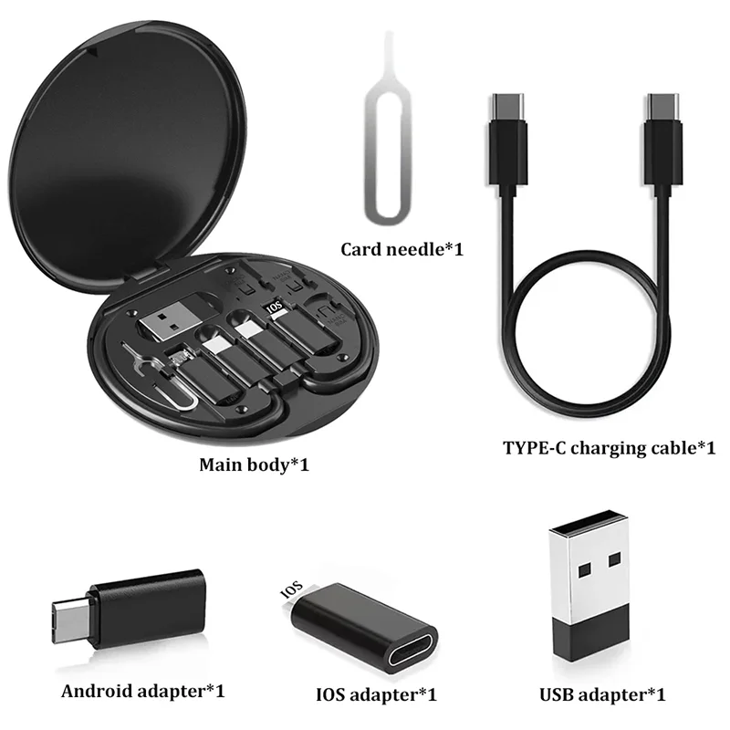 Multi USB-C Charging Kit – 60W Adapter Cable Set with USB-A & LightningMicroType-C Converters