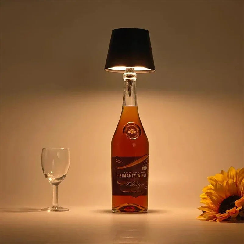 Wireless Bottle Lamp – Touch Control, 3 Colors, Stepless Dimming for Bar & Desk