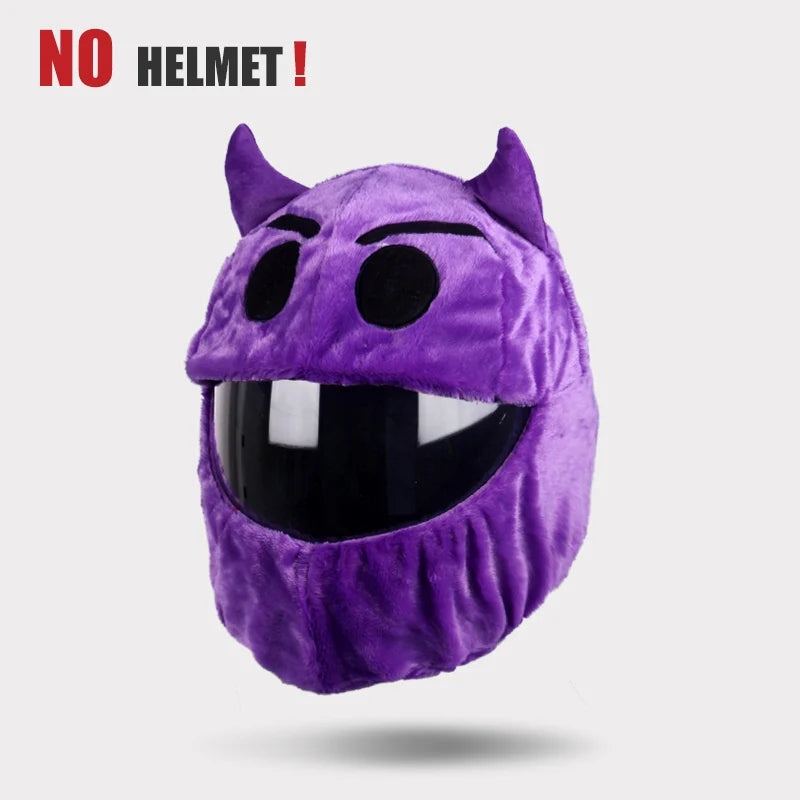 Helmet Protection Headgear Cover Cartoon Fluffy Plush Set for Motorcycle Full-Face Protective Case Motorbike Safety Trendy