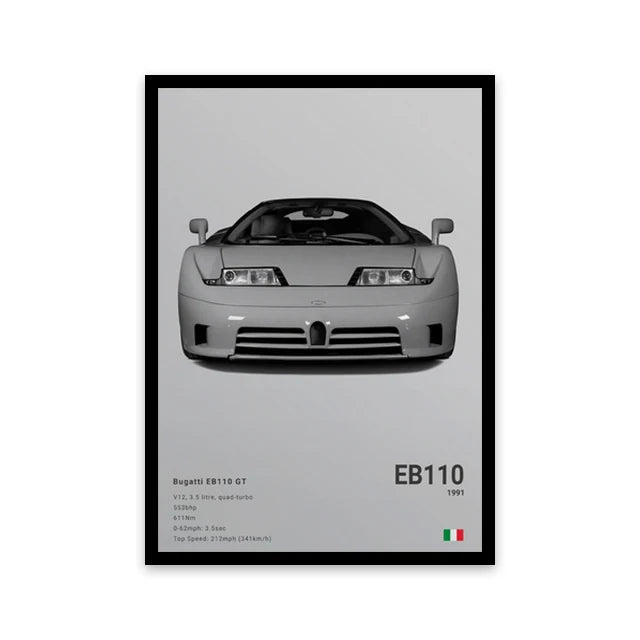 Famous Cars Canvas Art – R8, RS3, M3, M5, G63, F40, STO Posters for Home Decor (Unframed)