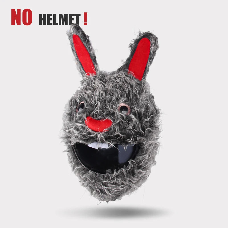 Helmet Protection Headgear Cover Cartoon Fluffy Plush Set for Motorcycle Full-Face Protective Case Motorbike Safety Trendy