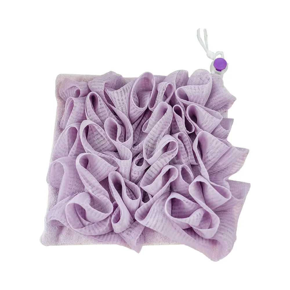 Bath Ball Towel Loofah – Soft Exfoliating Mesh Shower Sponge with Drawstring Closure