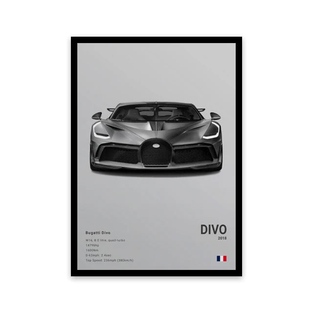 Famous Cars Canvas Art – R8, RS3, M3, M5, G63, F40, STO Posters for Home Decor (Unframed)