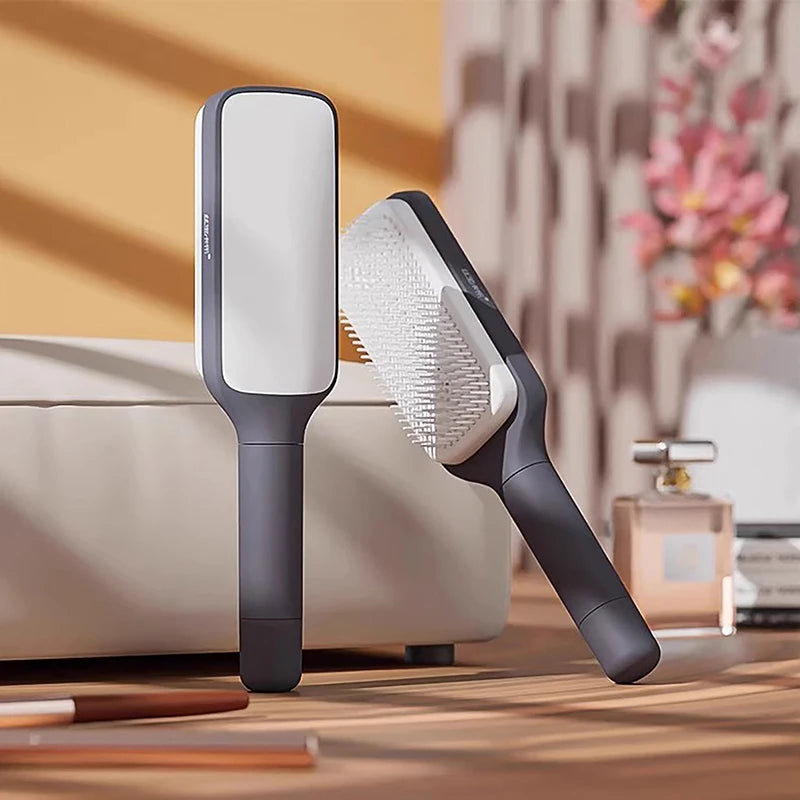 Self-Cleaning Hairbrush – One-Key Cleanup, Anti-Static, and Scalp Massage in One!