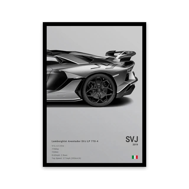 Famous Cars Canvas Art – R8, RS3, M3, M5, G63, F40, STO Posters for Home Decor (Unframed)