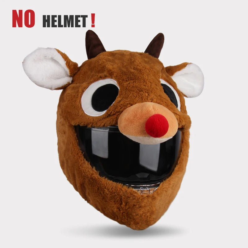 Helmet Protection Headgear Cover Cartoon Fluffy Plush Set for Motorcycle Full-Face Protective Case Motorbike Safety Trendy