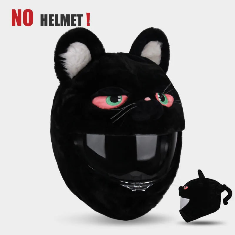 Helmet Protection Headgear Cover Cartoon Fluffy Plush Set for Motorcycle Full-Face Protective Case Motorbike Safety Trendy