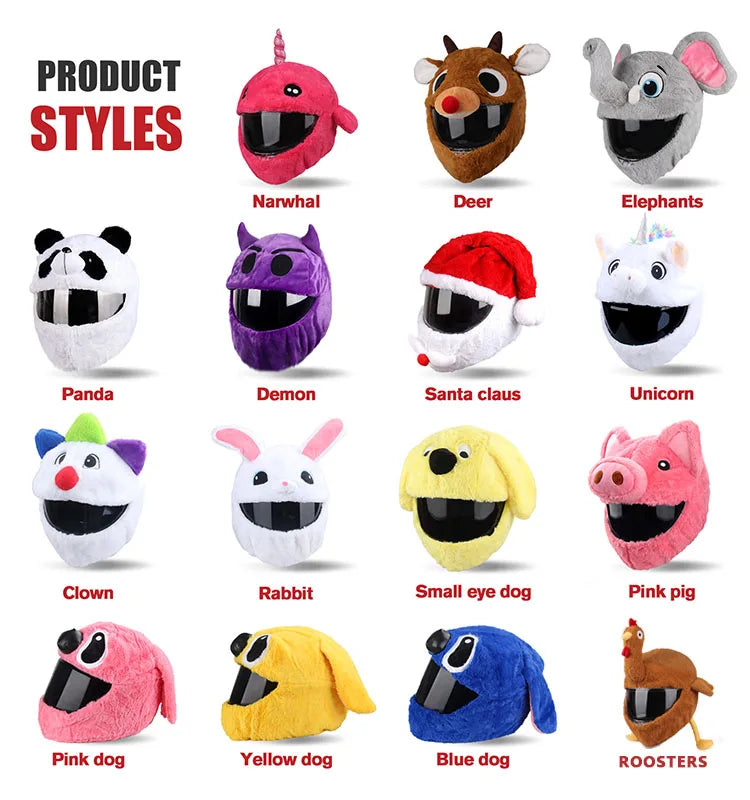 Helmet Protection Headgear Cover Cartoon Fluffy Plush Set for Motorcycle Full-Face Protective Case Motorbike Safety Trendy