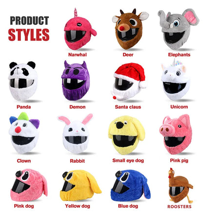 Helmet Protection Headgear Cover Cartoon Fluffy Plush Set for Motorcycle Full-Face Protective Case Motorbike Safety Trendy