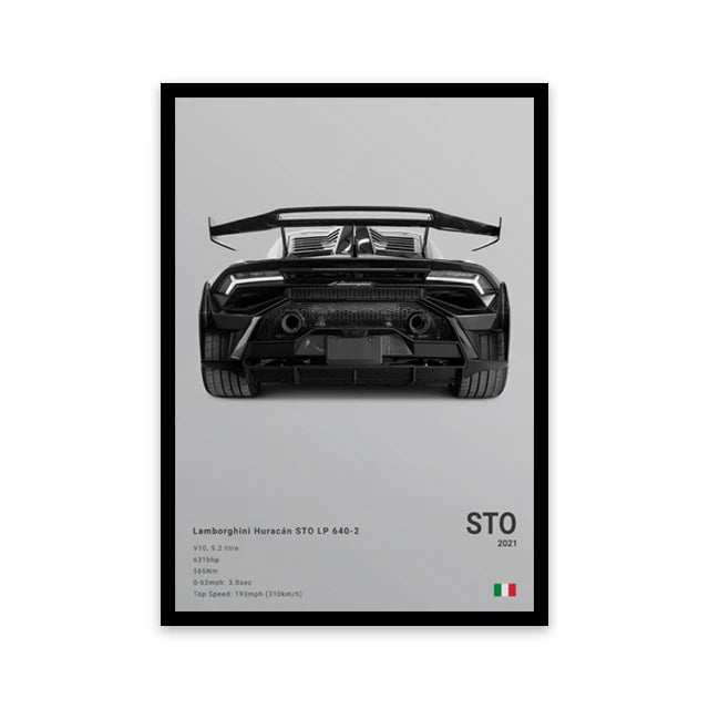 Famous Cars Canvas Art – R8, RS3, M3, M5, G63, F40, STO Posters for Home Decor (Unframed)